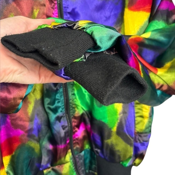 Vintage 80s Psychedelic Artsy Multicolor Bomber Jacket Power Gear OS - Picture 4 of 10